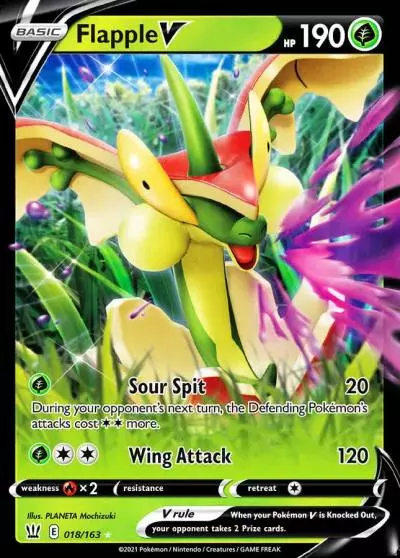 Flapple V 18/163 Battle Styles Pokemon card