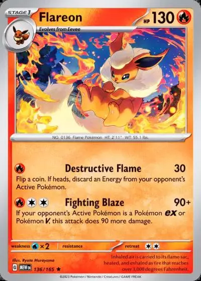 Flareon 136/165 151 Pokemon card