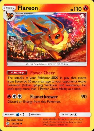 Flareon 25/236 Cosmic Eclipse Pokemon card