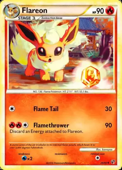 Flareon 26/90 HS—Undaunted Pokemon card