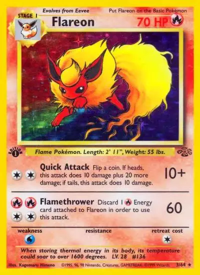 Flareon 3/64 Jungle Pokemon card