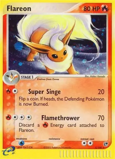 Flareon 5/100 Sandstorm Pokemon card