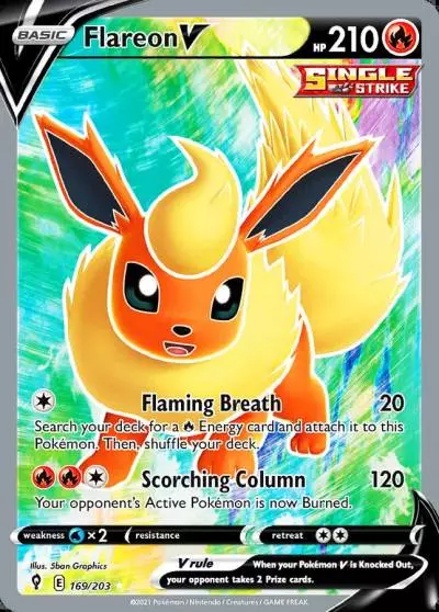 Flareon V 169/203 Evolving Skies Pokemon card