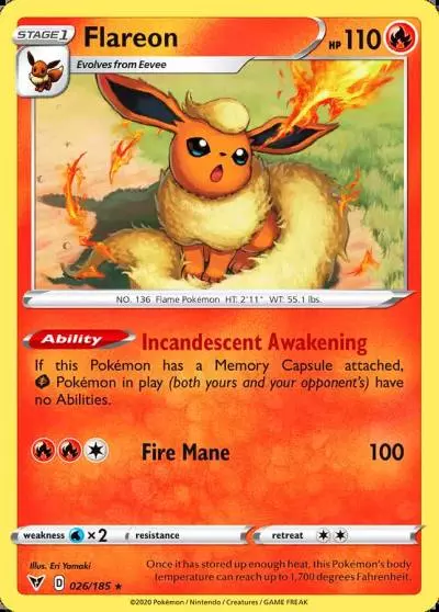 Flareon 26/185 Vivid Voltage Pokemon card