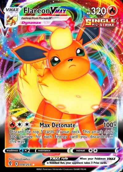 Flareon VMAX 18/203 Evolving Skies Pokemon card