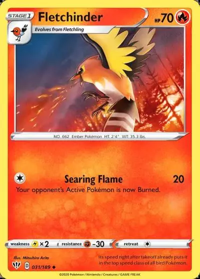 Fletchinder 31/189 Darkness Ablaze Pokemon card