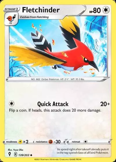 Fletchinder 139/203 Evolving Skies Pokemon card