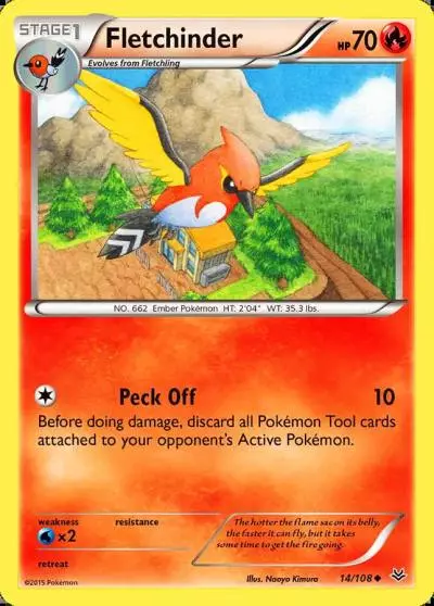 Fletchinder 14/108 Roaring Skies Pokemon card