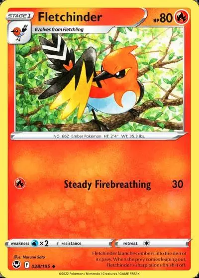 Fletchinder 28/195 Silver Tempest Pokemon card