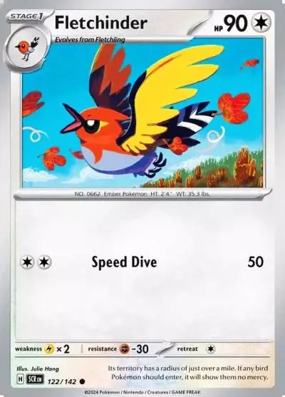 Fletchinder 122/142 Stellar Crown Pokemon card