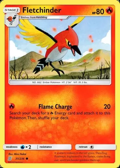 Fletchinder 31/236 Unified Minds Pokemon card