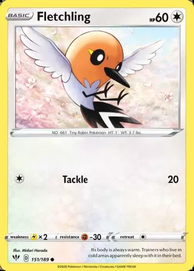 Fletchling 151/189 Darkness Ablaze Pokemon card