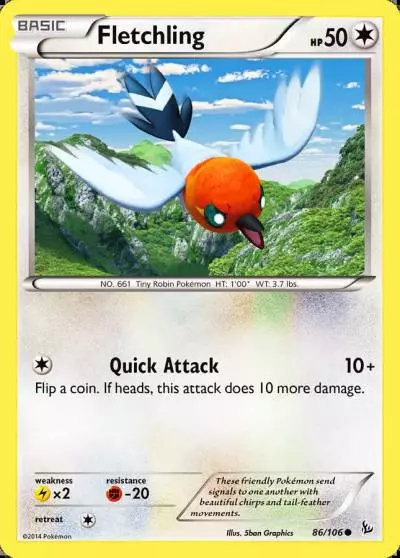 Fletchling 86/106 Flashfire Pokemon card