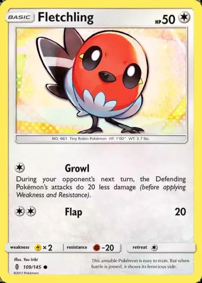 Fletchling 109/145 Guardians Rising Pokemon card