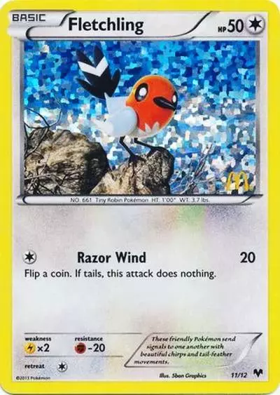 Fletchling 11/12 McDonald's Collection 2014 Pokemon card
