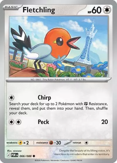 Fletchling 66/88 Perfect Order Pokemon card