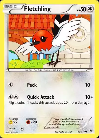 Fletchling 89/119 Phantom Forces Pokemon card