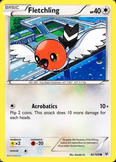 Fletchling 82/108 Roaring Skies Pokemon card