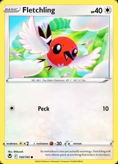 Fletchling 150/195 Silver Tempest Pokemon card