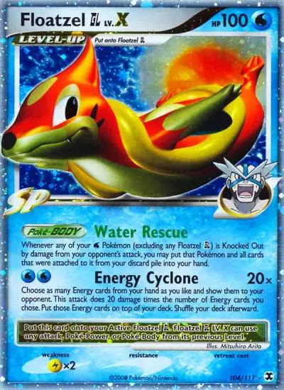 Floatzel GL LV.X 104/111 Rising Rivals Pokemon card
