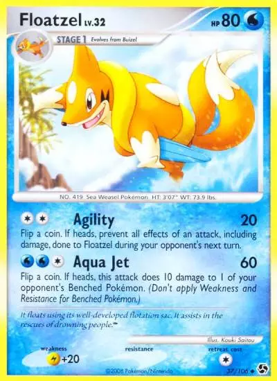 Floatzel 37/106 Great Encounters Pokemon card