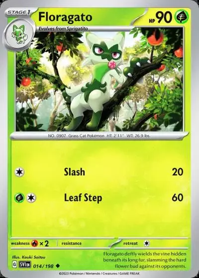 Floragato 14/198 Scarlet & Violet Pokemon card