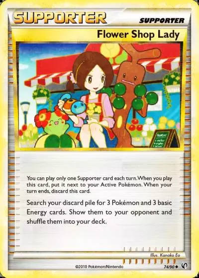 Flower Shop Lady 74/90 HS—Undaunted Pokemon card