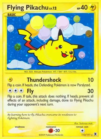 Flying Pikachu 113/111 Rising Rivals Pokemon card