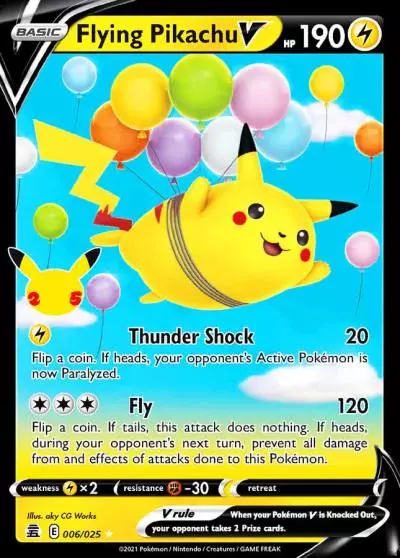 Flying Pikachu V 6/25 Celebrations Pokemon card