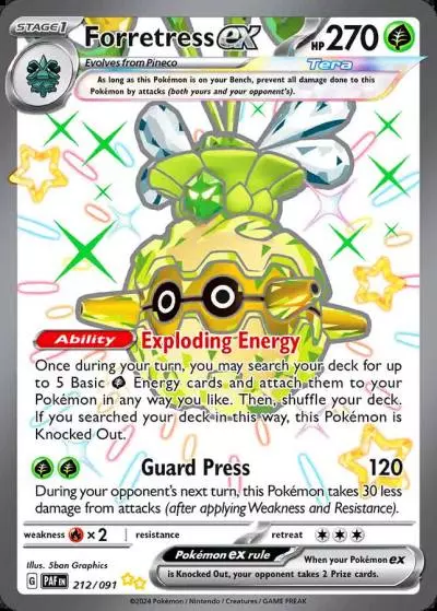 Forretress ex 212/91 Paldean Fates Pokemon card
