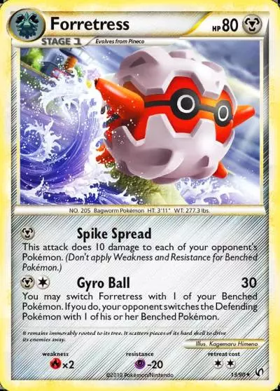 Forretress 13/90 HS—Undaunted Pokemon card