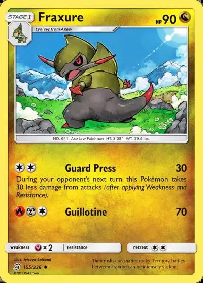 Fraxure 155/236 Unified Minds Pokemon card