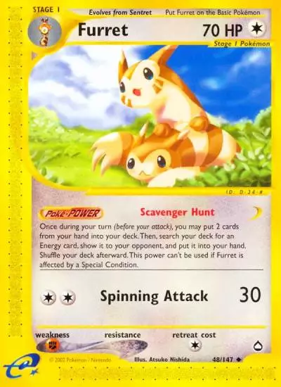 Furret 48/147 Aquapolis Pokemon card