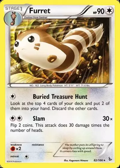 Furret 82/106 Flashfire Pokemon card