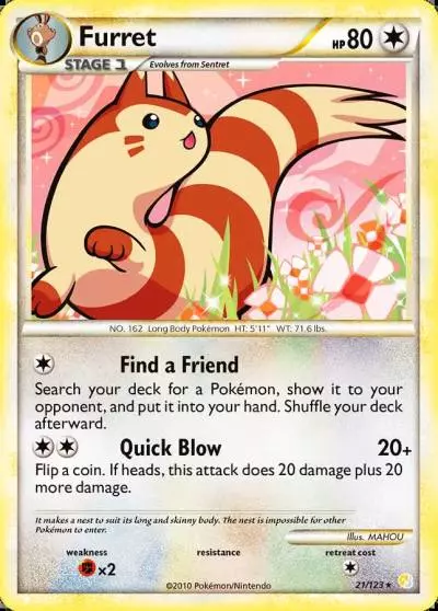 Furret 21/123 HeartGold & SoulSilver Pokemon card
