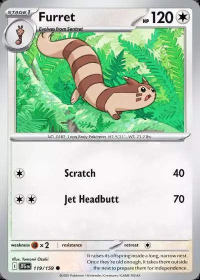 Furret 119/159 Journey Together Pokemon card