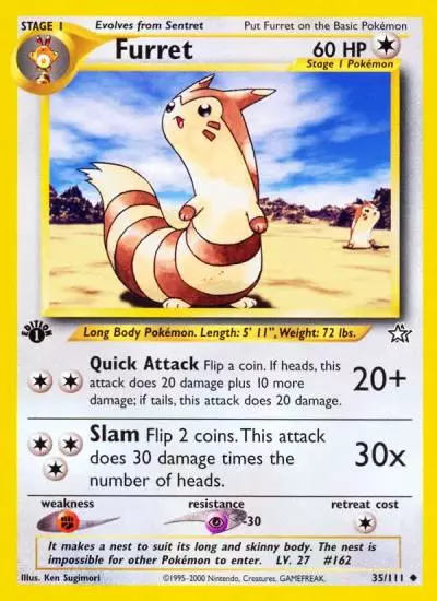 Furret 35/111 Neo Genesis Pokemon card