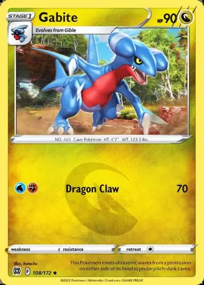 Gabite 108/172 Brilliant Stars Pokemon card