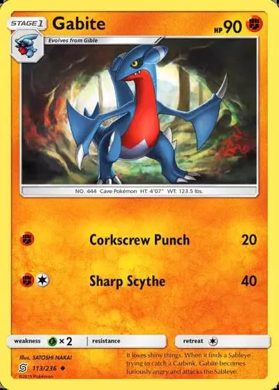 Gabite 113/236 Unified Minds Pokemon card