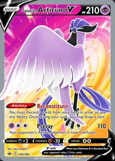 Galarian Articuno V 169/198 Chilling Reign Pokemon card