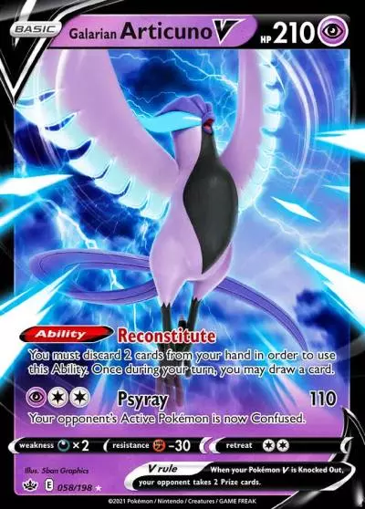 Galarian Articuno V 58/198 Chilling Reign Pokemon card
