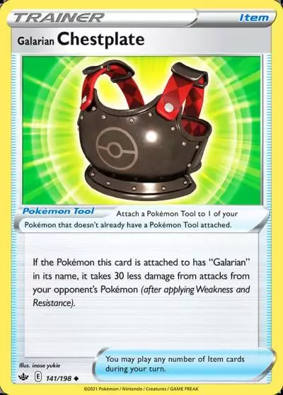 Galarian Chestplate 141/198 Chilling Reign Pokemon card