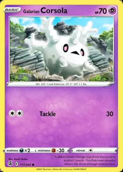Galarian Corsola 117/264 Fusion Strike Pokemon card