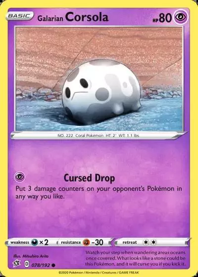 Galarian Corsola 78/192 Rebel Clash Pokemon card