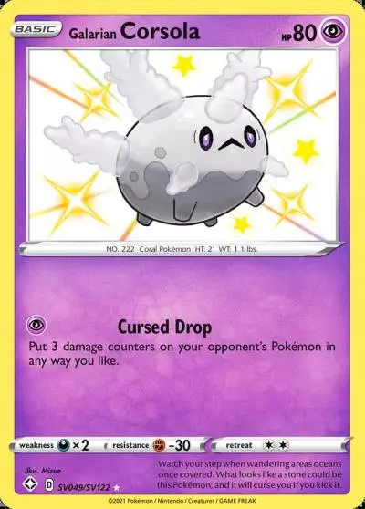 Galarian Corsola SV049/122 Shining Fates Shiny Vault Pokemon card