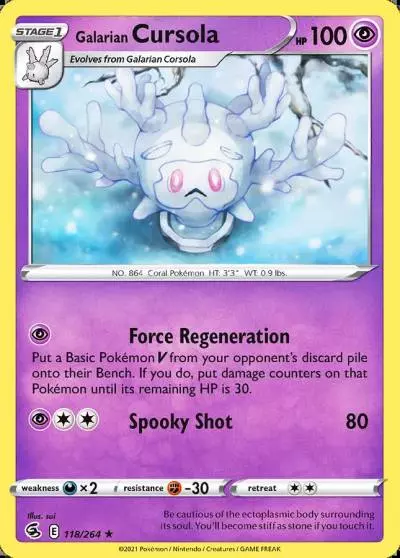 Galarian Cursola 118/264 Fusion Strike Pokemon card