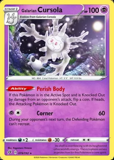 Galarian Cursola 79/192 Rebel Clash Pokemon card