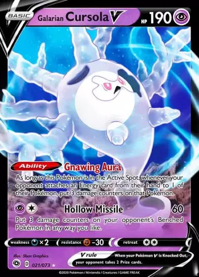 Galarian Cursola V 21/73 Champion's Path Pokemon card