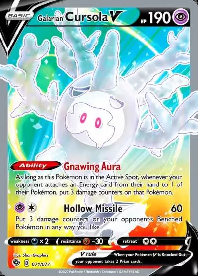 Galarian Cursola V 71/73 Champion's Path Pokemon card