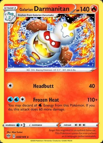 Galarian Darmanitan 28/189 Darkness Ablaze Pokemon card
